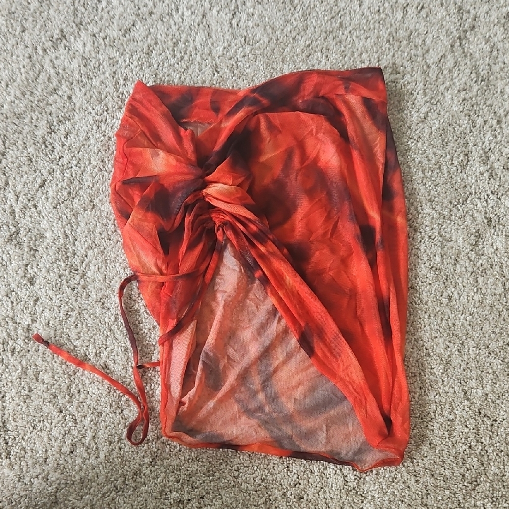 Red and Black Women's Swim Cover-Up